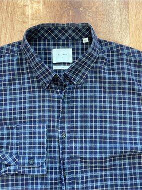 Billy Reid Button Up Shirt Mens Large Plaid Made in Italy Cotton Classic Casual
